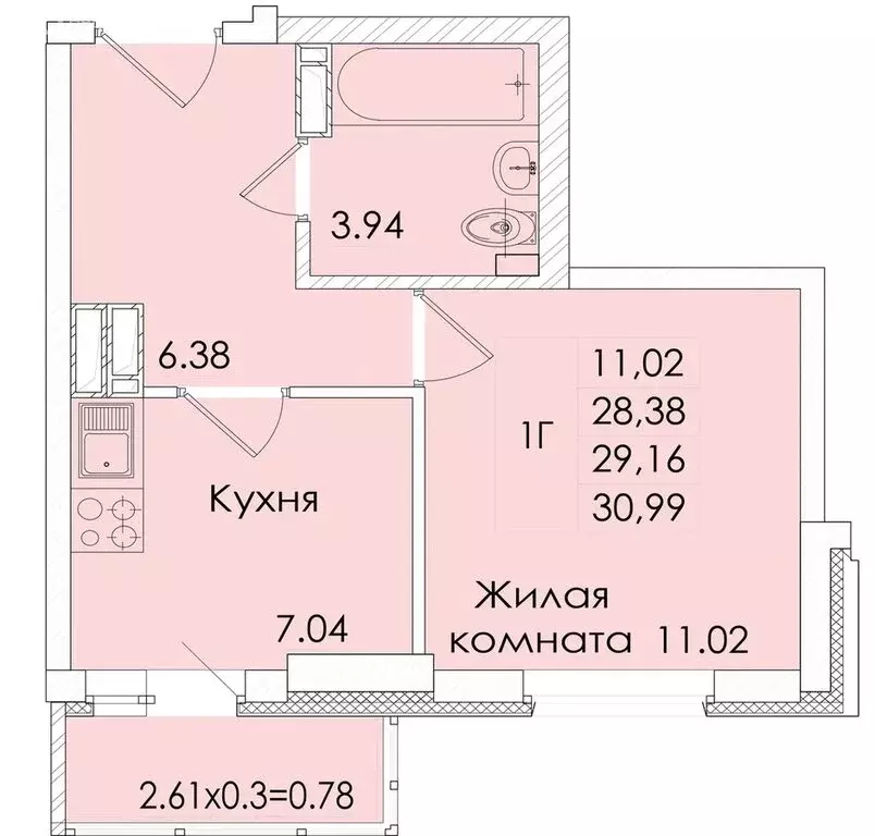 1-комнатная квартира: Ростов-на-Дону, проспект Сиверса, 12Д (29.16 м) - Фото 0
