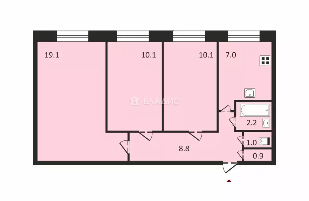 3-к кв. Санкт-Петербург просп. Солидарности, 13К2 (59.2 м) - Фото 1