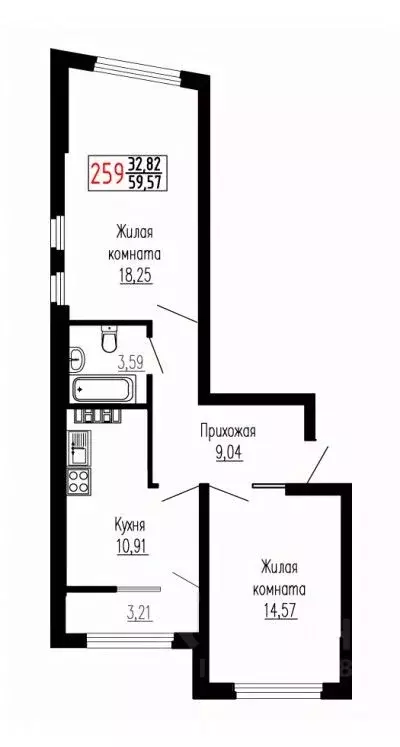 2-к кв. Свердловская область, Екатеринбург ул. Лыжников, 3 (59.7 м) - Фото 0