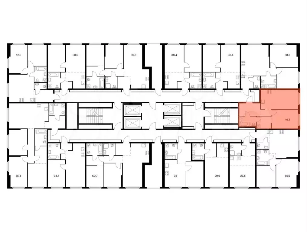 1-к. квартира, 46,5 м, 25/32 эт. - Фото 1