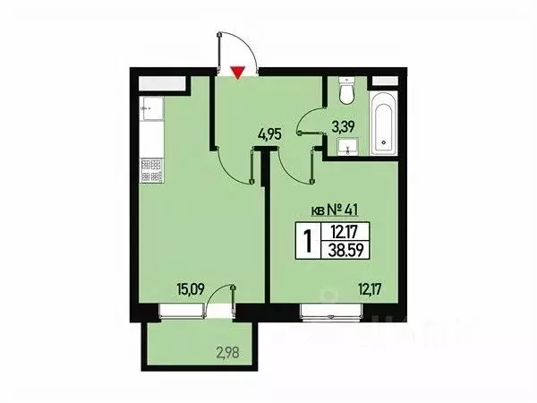 1-к кв. Москва ул. Генерала Донскова, 29к6 (35.0 м) - Фото 0
