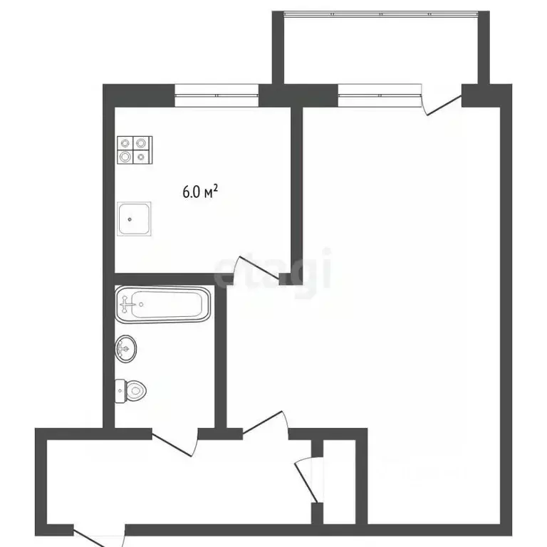 1-к кв. Тюменская область, Тюмень Северная ул., 2 (30.6 м) - Фото 2