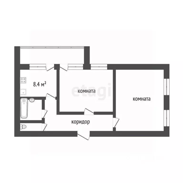 2-к кв. Белгородская область, Белгород ул. Калинина, 1 (55.2 м) - Фото 1