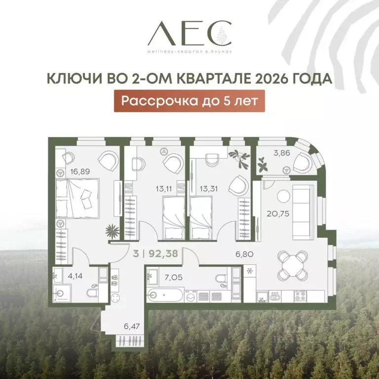 3-к кв. Пензенская область, Пенза Засурье мкр, Лес жилой комплекс ... - Фото 2