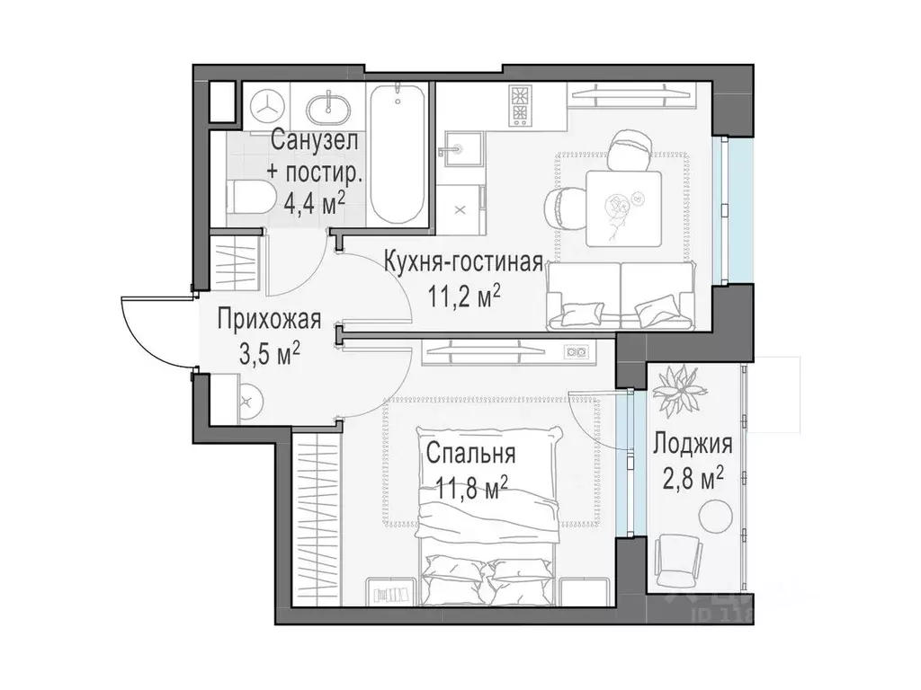 1-к кв. Московская область, Пушкино ул. Антона Ветчинова, 3к1 (32.43 ... - Фото 0