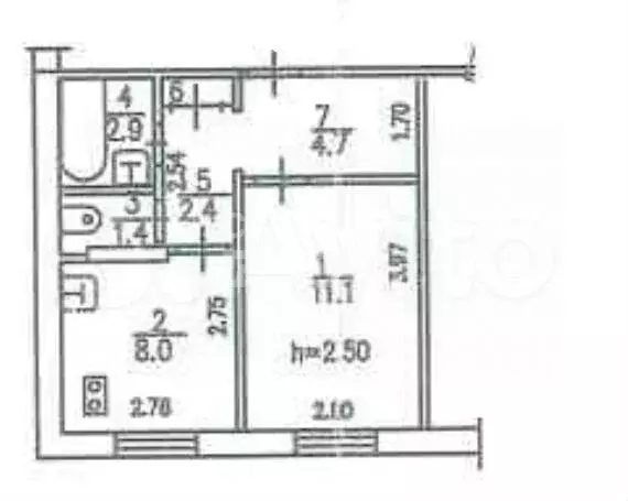 1-к. квартира, 30,9 м, 5/5 эт. - Фото 0