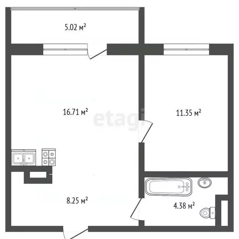 1-к кв. Ханты-Мансийский АО, Ханты-Мансийск ул. Георгия Величко, 5 ... - Фото 2