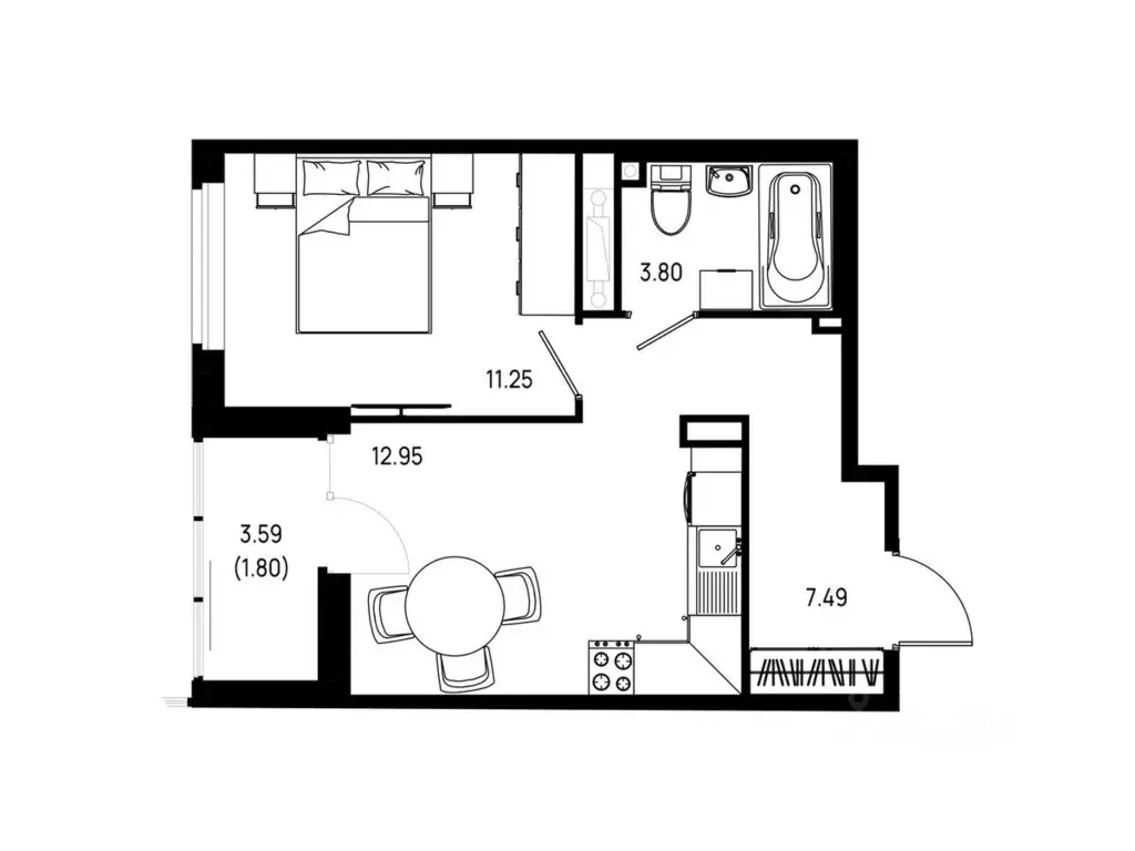 1-к кв. Ленинградская область, Всеволожский район, Свердловское ... - Фото 1