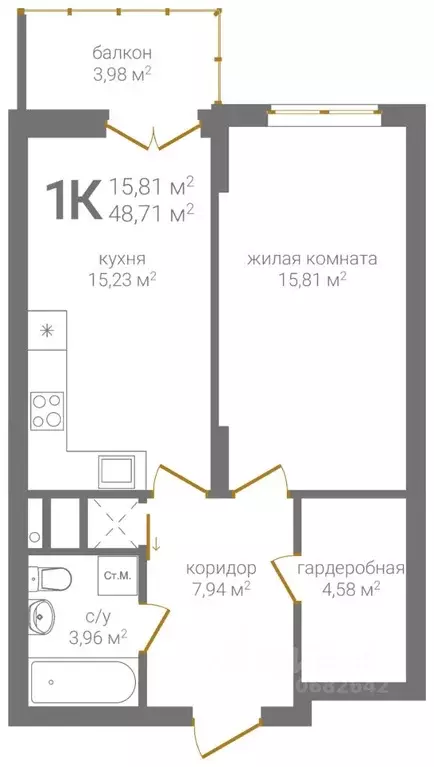 1-к кв. Нижегородская область, Нижний Новгород 2-я Оранжерейная ул., 4 ... - Фото 1