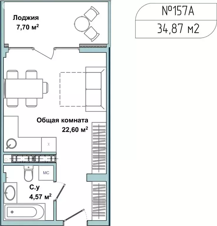 Квартира-студия: Севастополь, улица Лётчиков, 10к4 (33.8 м) - Фото 1