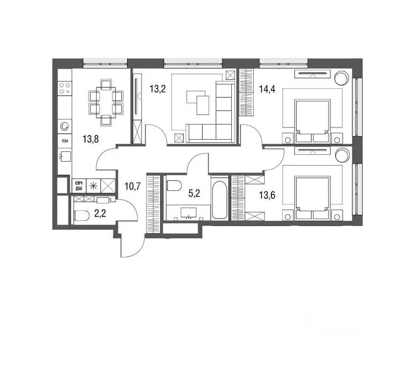 3-к кв. Москва Тагильская ул., 2к1 (73.1 м) - Фото 0