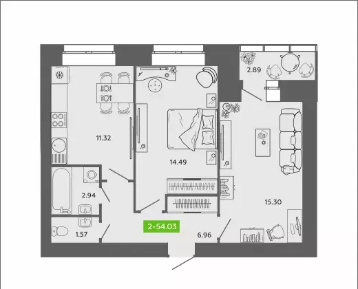 Продаётся 2-к квартира, 54.03 м - Фото 0