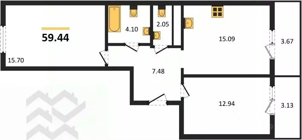 2-к кв. Крым, Симферопольский район, Мирновское с/пос, с. Белоглинка ... - Фото 2