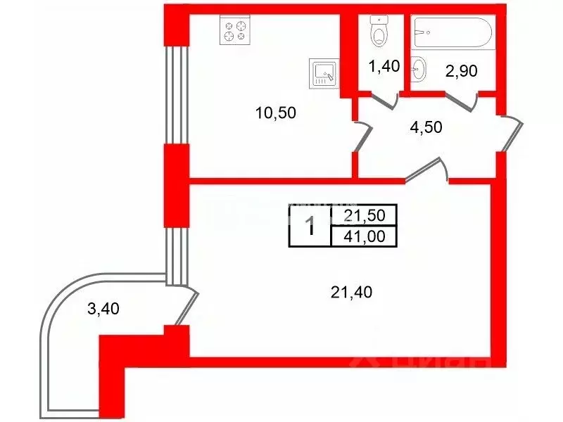 1-к кв. Санкт-Петербург Варшавская ул., 59 (41.0 м) - Фото 2