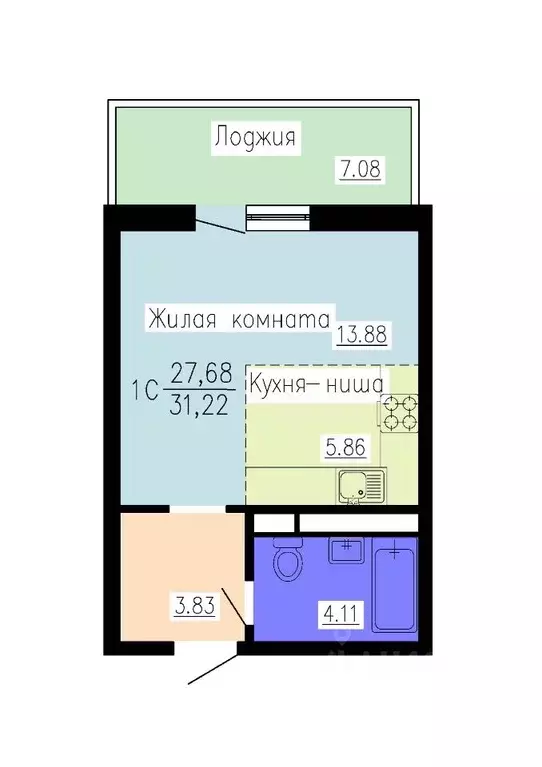 Студия Воронежская область, Воронеж Гвардейский пер., 21 (31.22 м) - Фото 0