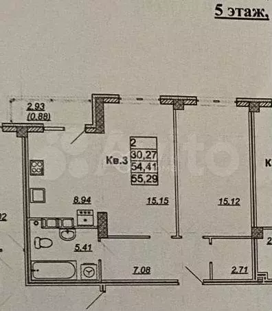 2-к. квартира, 57,3 м, 5/14 эт. - Фото 0