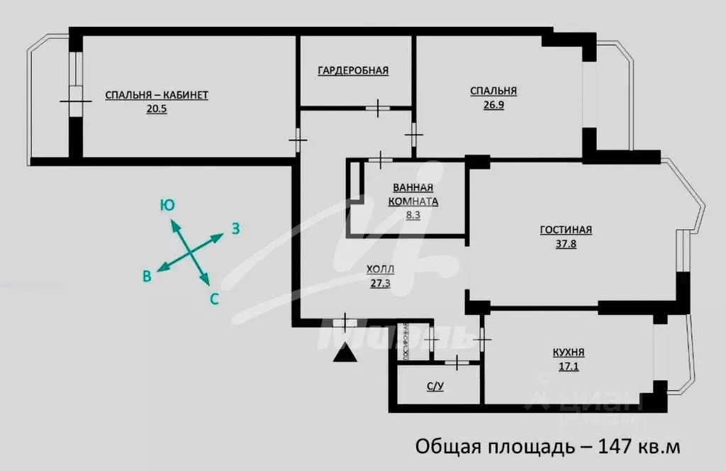3-к кв. Москва Староволынская ул., 12к3 (147.0 м) - Фото 2