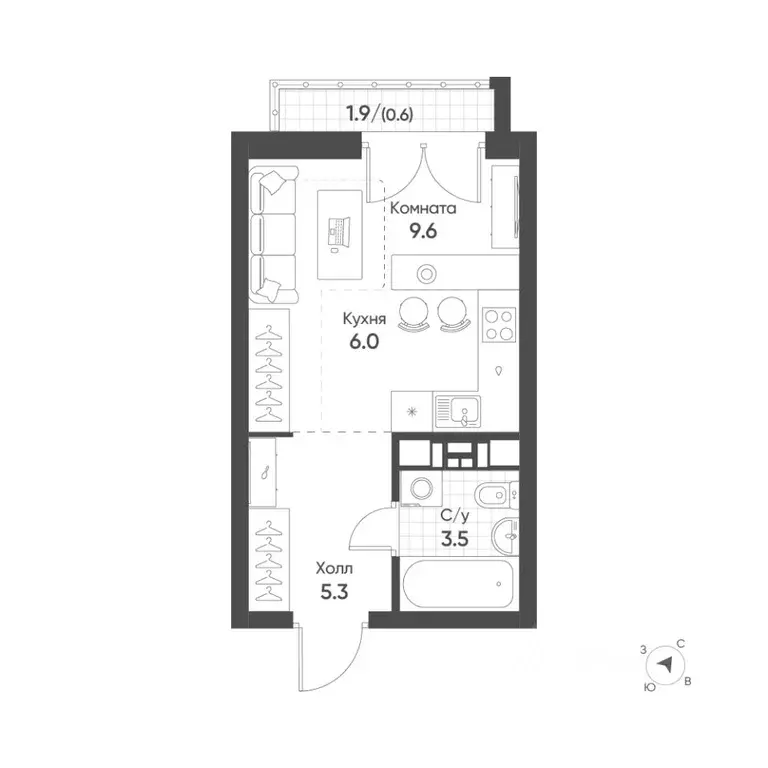 Студия Свердловская область, Екатеринбург Солнечный жилрайон,  (25.0 ... - Фото 1
