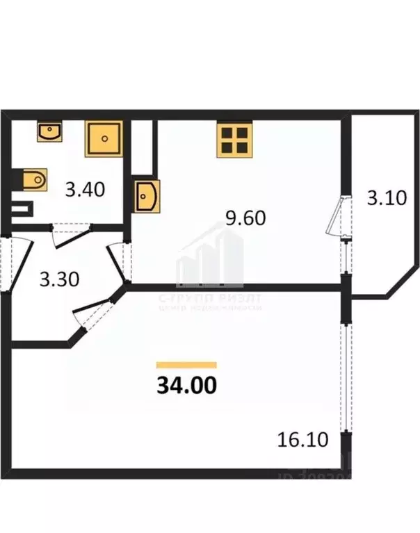 1-к кв. Калининградская область, Калининград Тихорецкий проезд, 5к1 ... - Фото 2