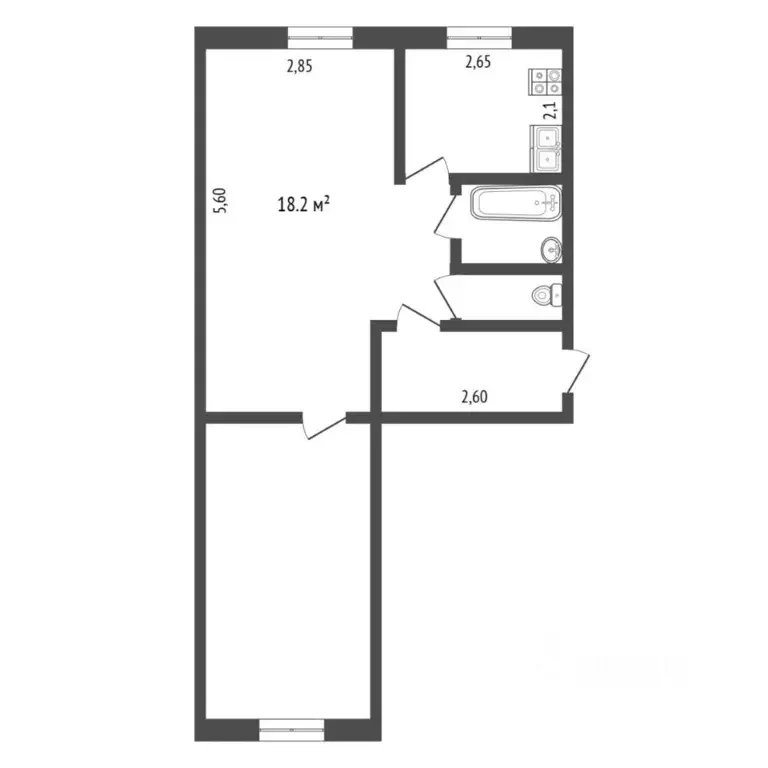 2-к кв. Тюменская область, Тюмень ул. Республики, 158 (43.4 м) - Фото 2