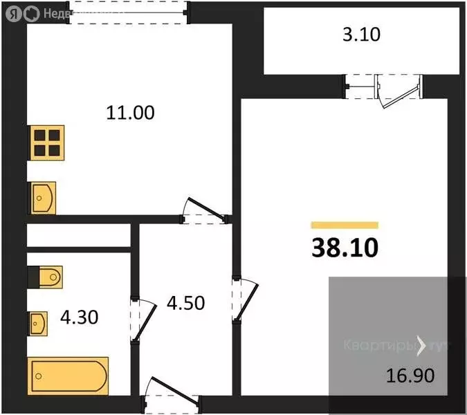 1-комнатная квартира: Воронеж, улица Пескова, 6 (38.1 м) - Фото 1