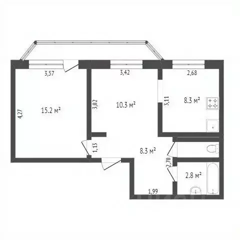2-к кв. Бурятия, Улан-Удэ 140А мкр, 6 (58.6 м) - Фото 2