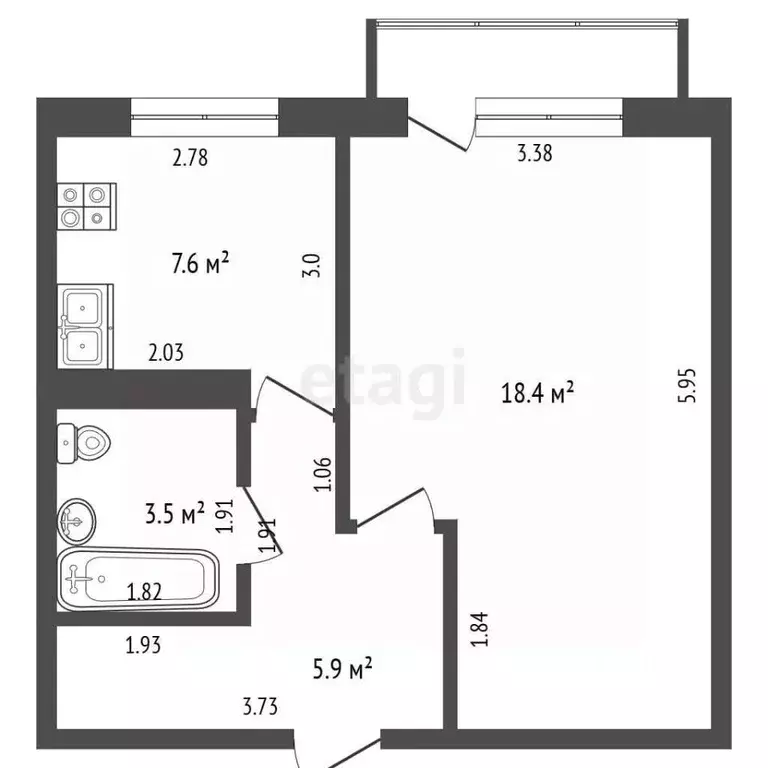 1-к кв. Алтайский край, Новоалтайск Красногвардейская ул., 8 (35.4 м) - Фото 1