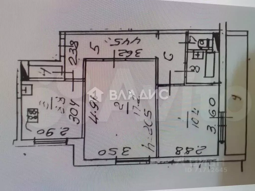 2-к кв. Воронежская область, Воронеж ул. Космонавта Комарова, 14 (54.0 ... - Фото 2