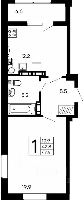 1-к кв. Крым, Феодосия Утесов жилой комплекс (47.4 м) - Фото 1