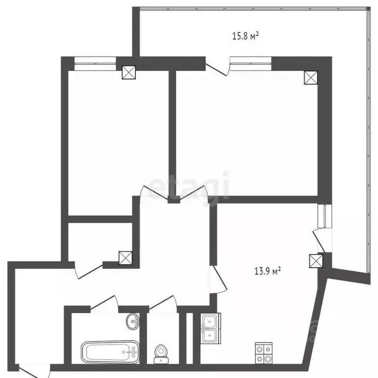 2-к кв. Ростовская область, Аксай ул. Мира, 1 (66.4 м) - Фото 1