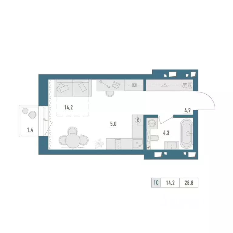 1-к кв. Башкортостан, Уфа Родина Парк жилой комплекс (28.8 м) - Фото 1