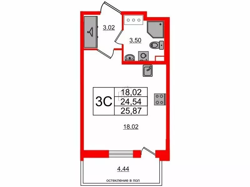 Квартира-студия: Санкт-Петербург, Кубинская улица, 78Е (24.54 м) - Фото 0