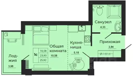 Студия Ростовская область, Батайск  (25.88 м) - Фото 0