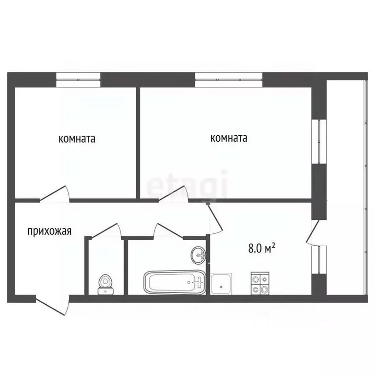 2-к кв. Владимирская область, Муром пос. Зименки, ул. Мира, 2 (44.0 м) - Фото 1