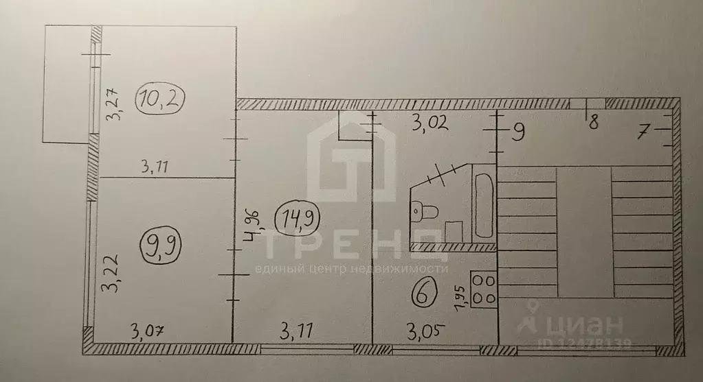 3-к кв. Санкт-Петербург ул. Ольги Форш, 11К1 (49.6 м) - Фото 2