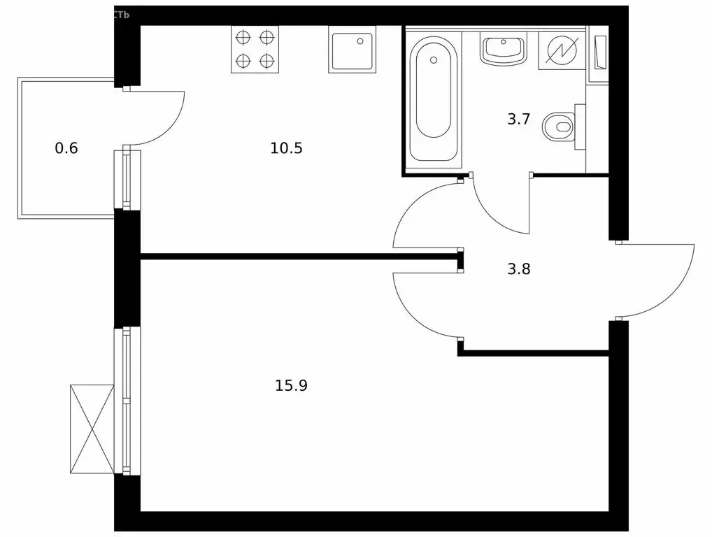 1-комнатная квартира: Котельники, микрорайон Парковый, жилой комплекс ... - Фото 1