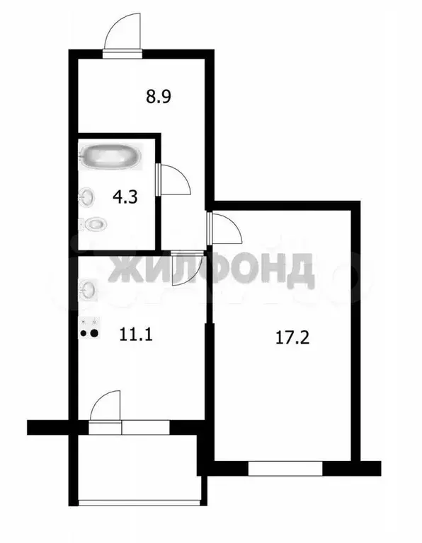 1-к. квартира, 41,3 м, 12/17 эт. - Фото 0