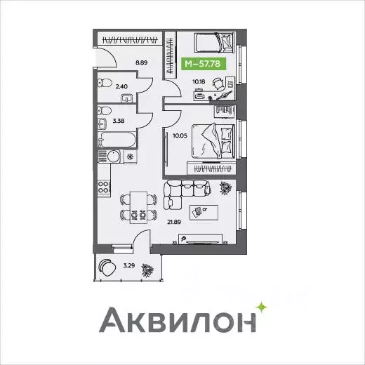 2-к кв. Архангельская область, Северодвинск  (57.78 м) - Фото 0