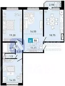 3-к кв. Тюменская область, Тюменский муниципальный округ, д. Патрушева ... - Фото 2