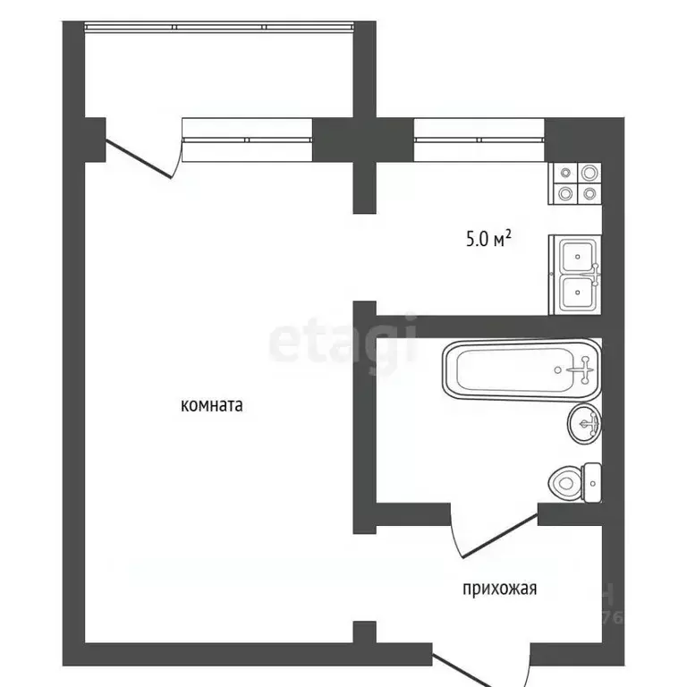 1-к кв. Татарстан, Альметьевск ул. Ленина, 2А (28.2 м) - Фото 2
