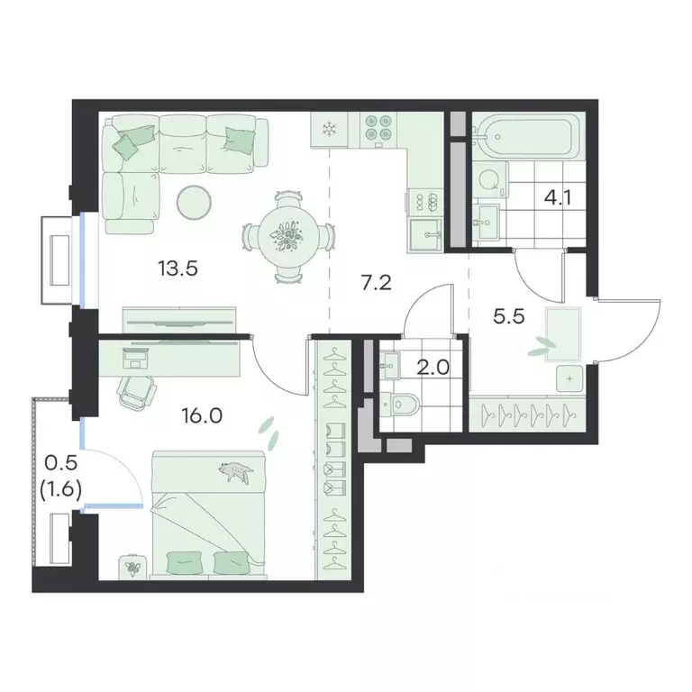 2-к кв. Московская область, Раменское G3 Михалевич жилой комплекс ... - Фото 1