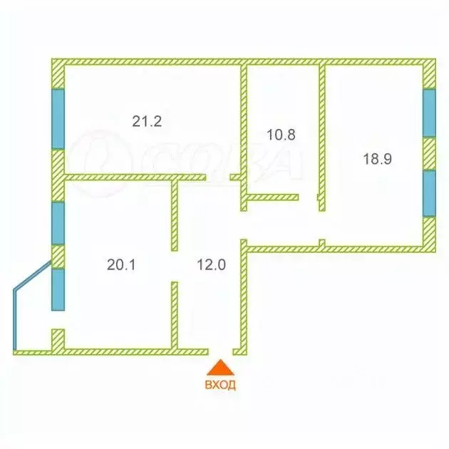 2-к кв. Ханты-Мансийский АО, Сургут Югорская ул., 38/1 (86.0 м) - Фото 1