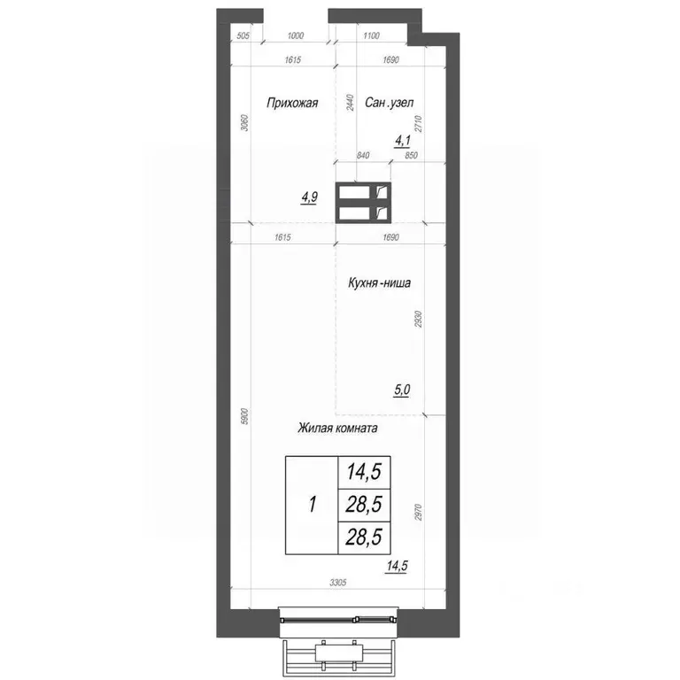 1-к кв. Приморский край, Владивосток ул. Невельского, 4с2 (28.5 м) - Фото 1