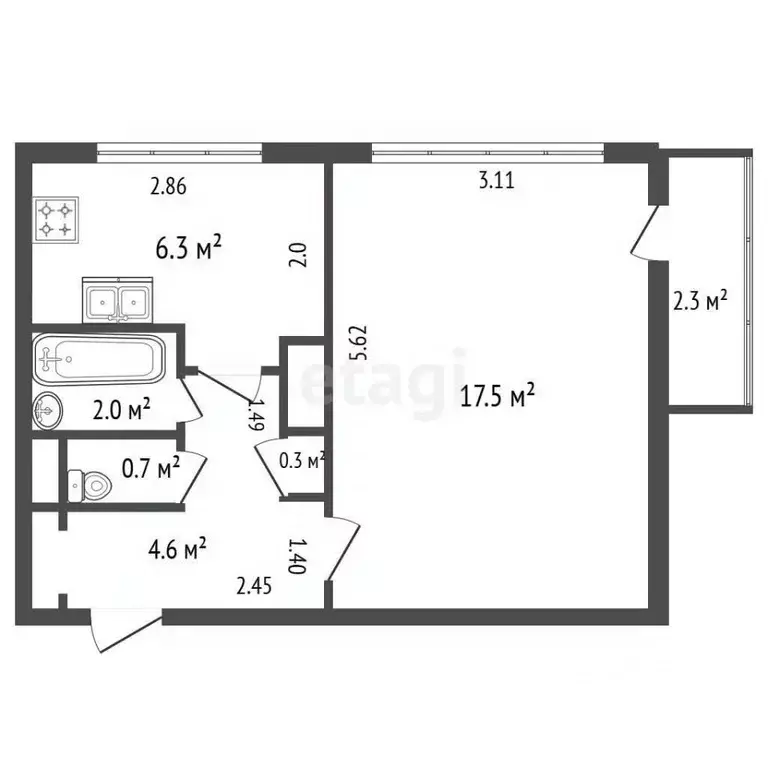 1-к кв. Санкт-Петербург ул. Стойкости, 9 (31.9 м) - Фото 2
