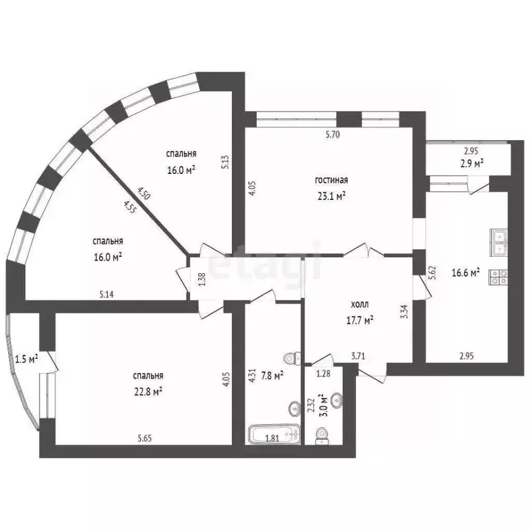 4-к кв. Калининградская область, Калининград ул. Дмитрия Донского, 15 ... - Фото 2