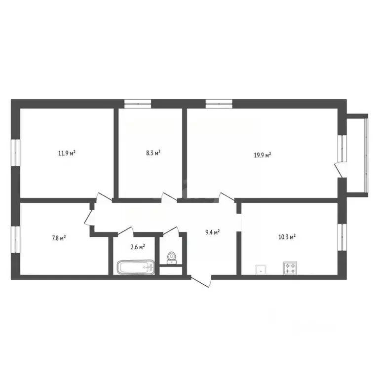 4-к кв. Амурская область, Благовещенск пос. Мясокомбинат, Л2 (71.2 м) - Фото 1