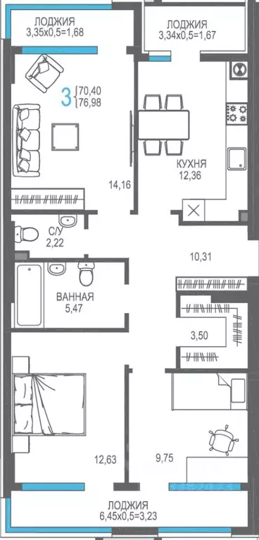 3-к кв. Крым, Алушта На Фонтанке жилой комплекс (72.6 м) - Фото 1