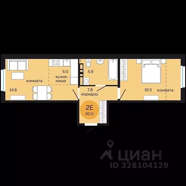 2-к кв. Пермский край, Пермь ул. Яблочкова, 5к5 (50.0 м) - Фото 1