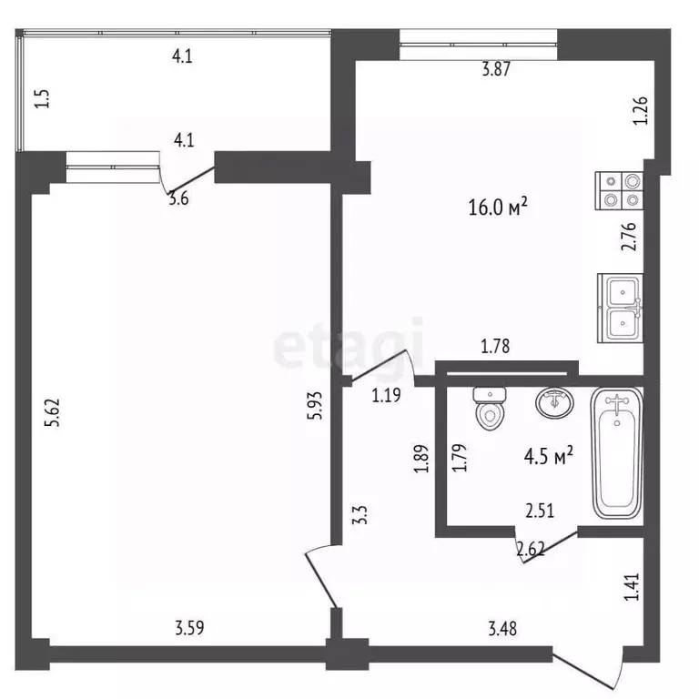 1-к кв. Севастополь ул. Колобова, 21В (53.0 м) - Фото 2
