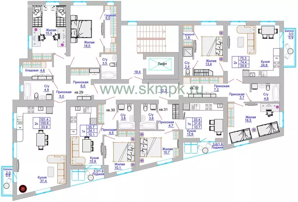 3-комнатная квартира: Калининград, Печатная улица, 49 (101.8 м) - Фото 1